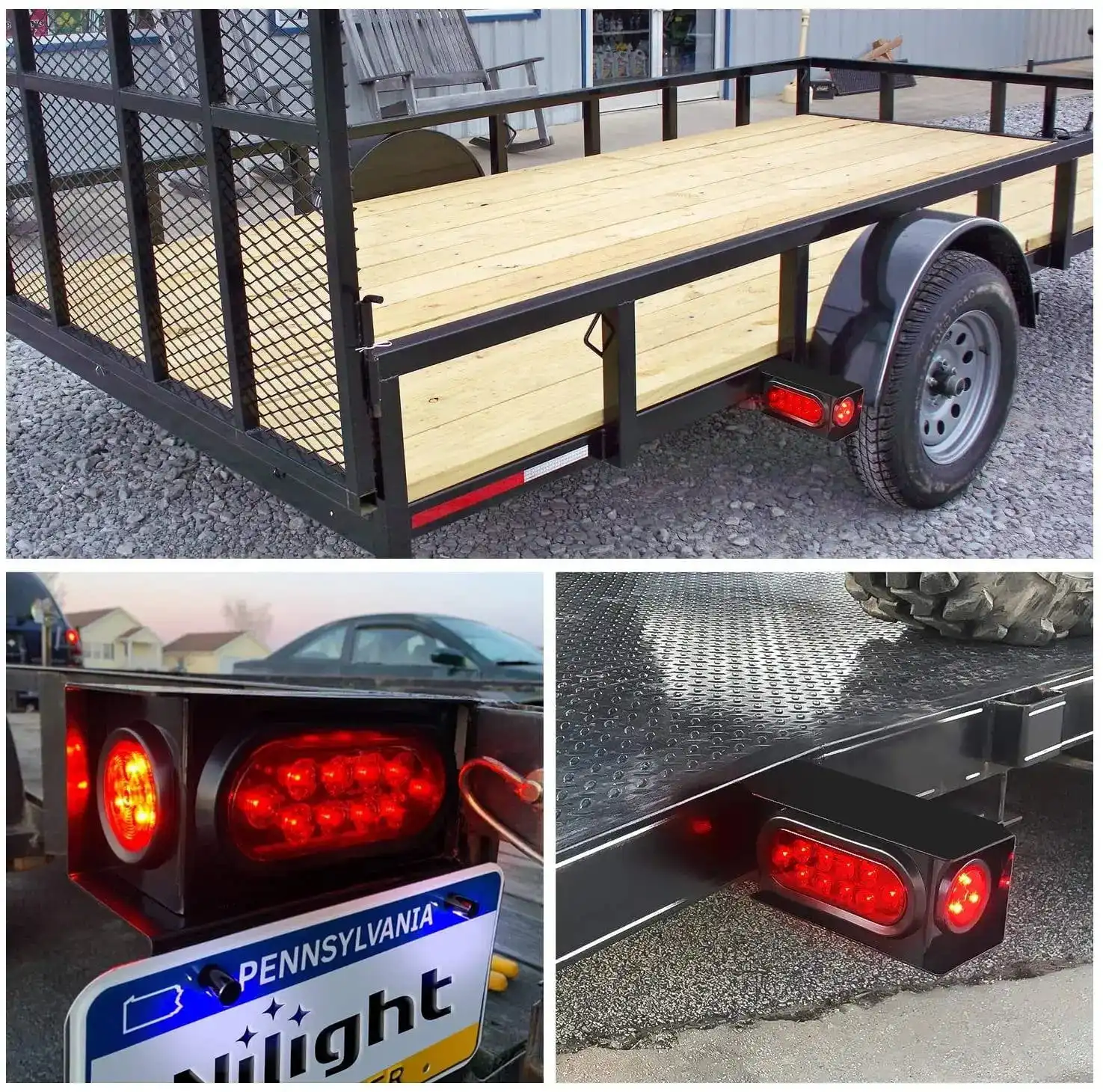 Set of 2 Steel Trailer Light Boxes w/6