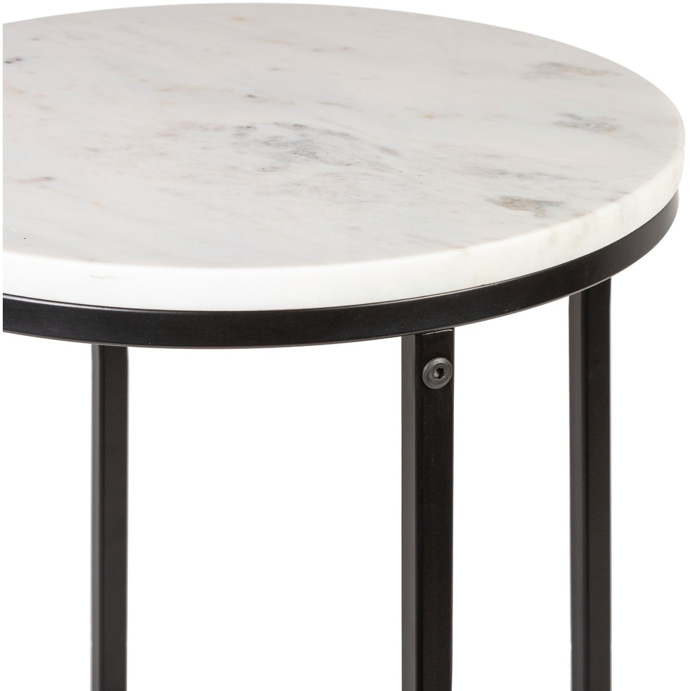 Zarna Modern Round Mixed Material Frame End Table   24\