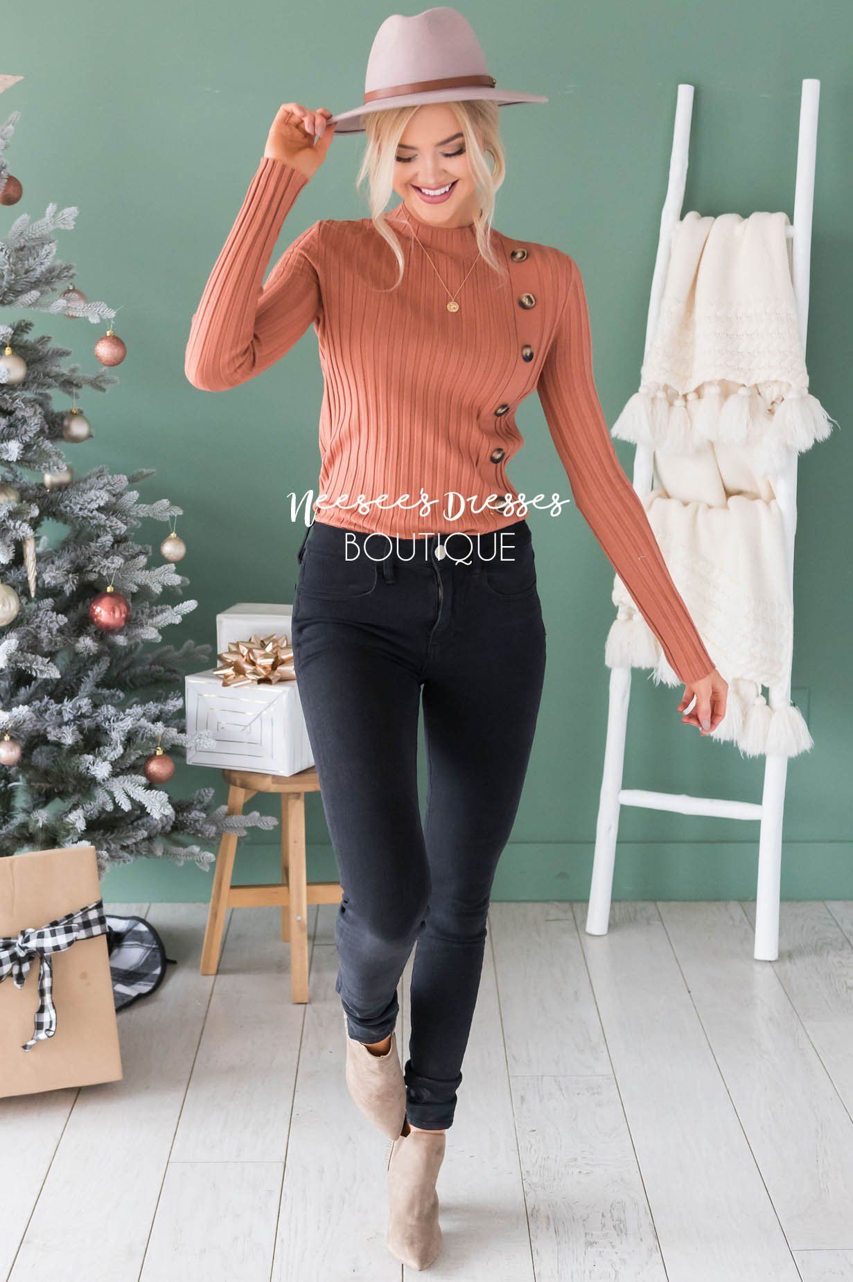 Button Up Ribbed Sweater