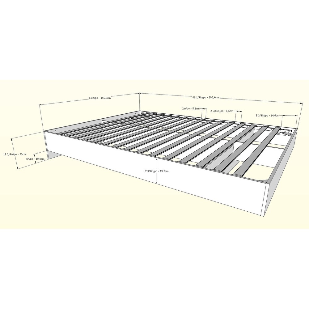 Nexera Platform Bed with Headboard  Walnut and Black