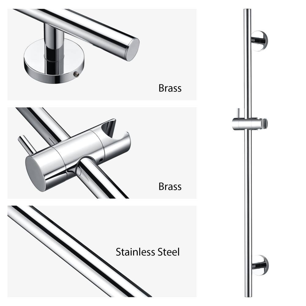 LUXIER 30 in. Adjustable Slide Bar for Handheld Showerheads in Chrome SB01-30-C