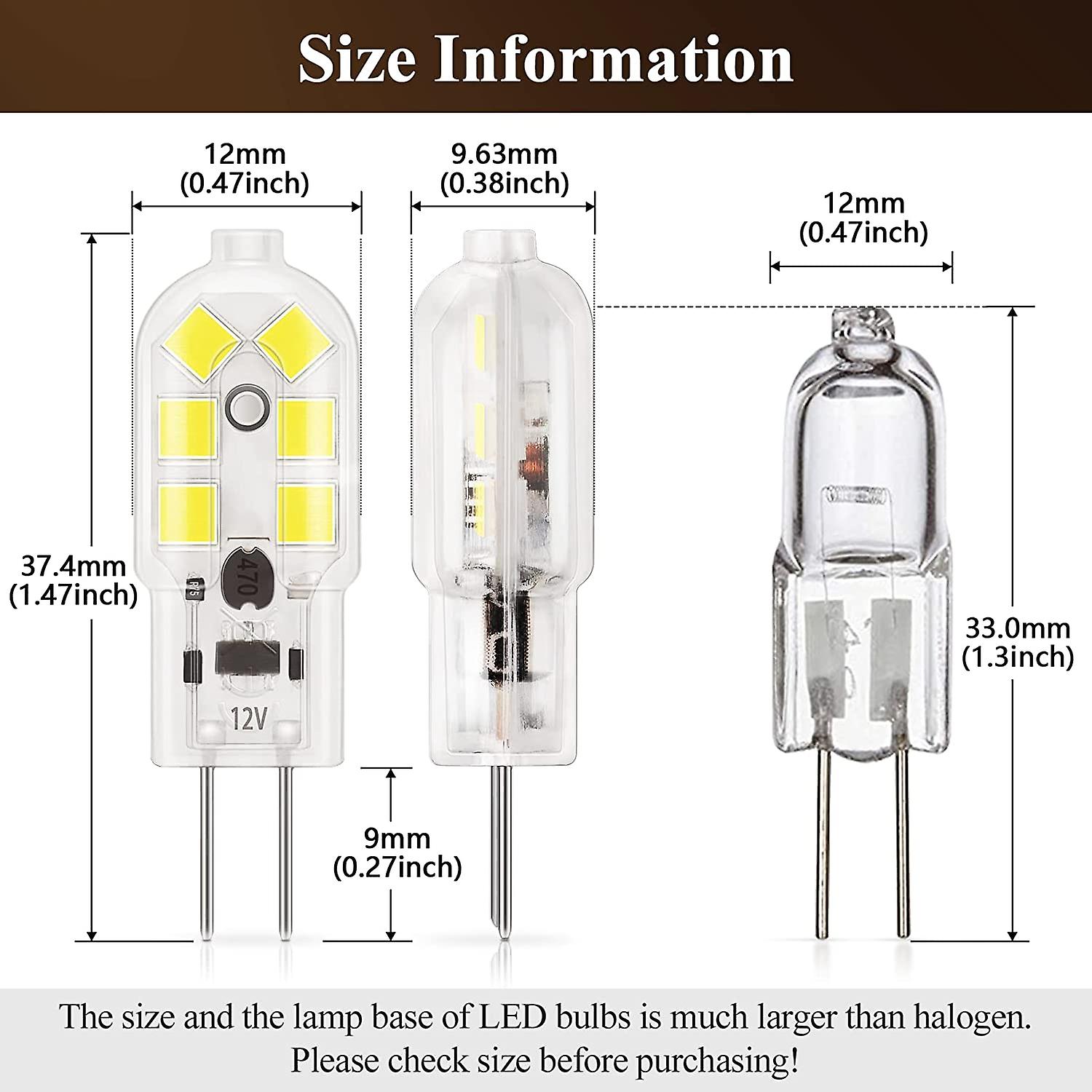 10pcs G4 Led 1.5w Bulb，120lm，ac/dc 12v Lighting Bulbs Equivalent To 20w Halogen，warm White 3000k，non-dimmable[energy Class E]