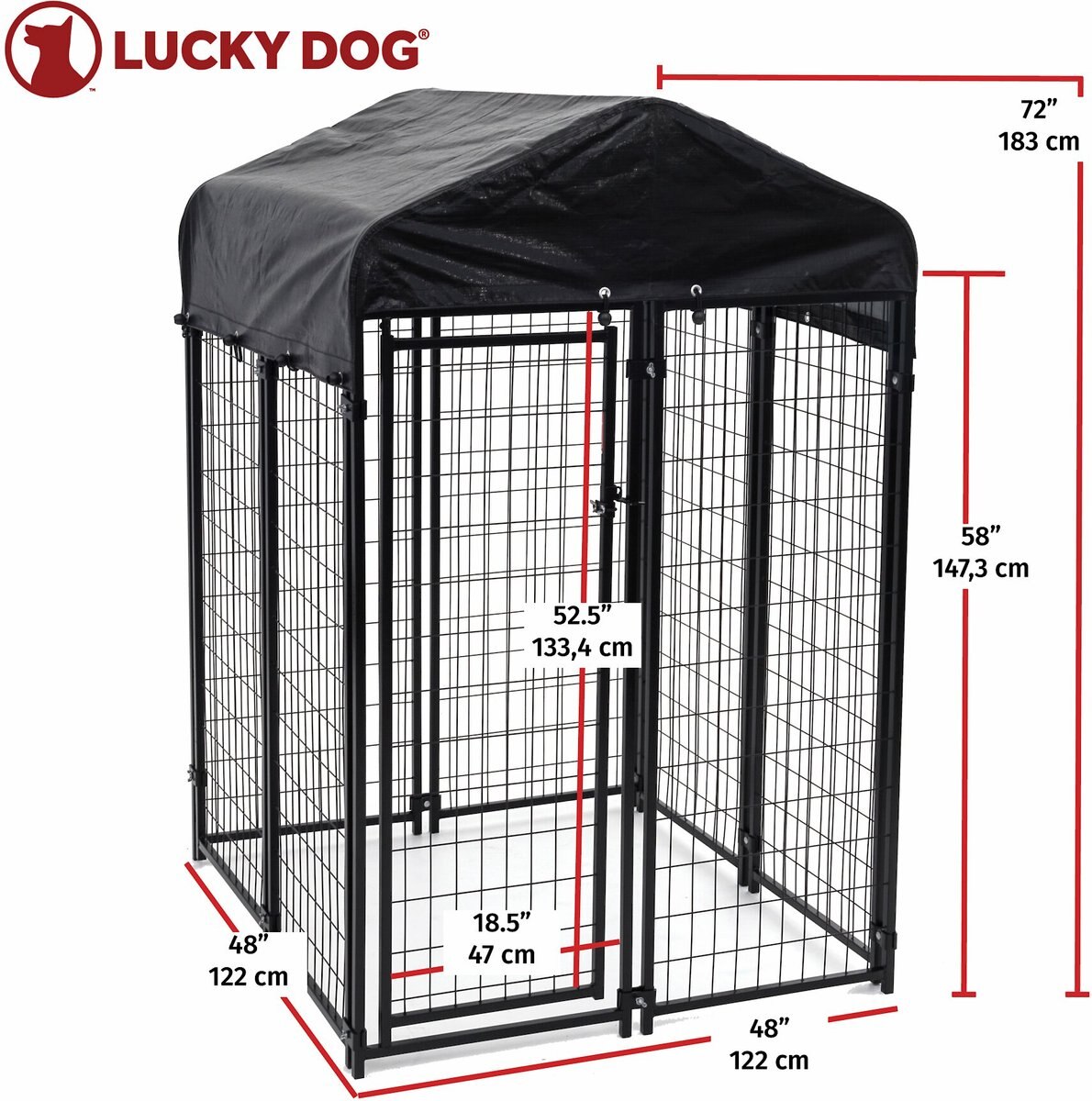 Lucky Dog Uptown Welded Wire Dog Kennel， Cover and Frame