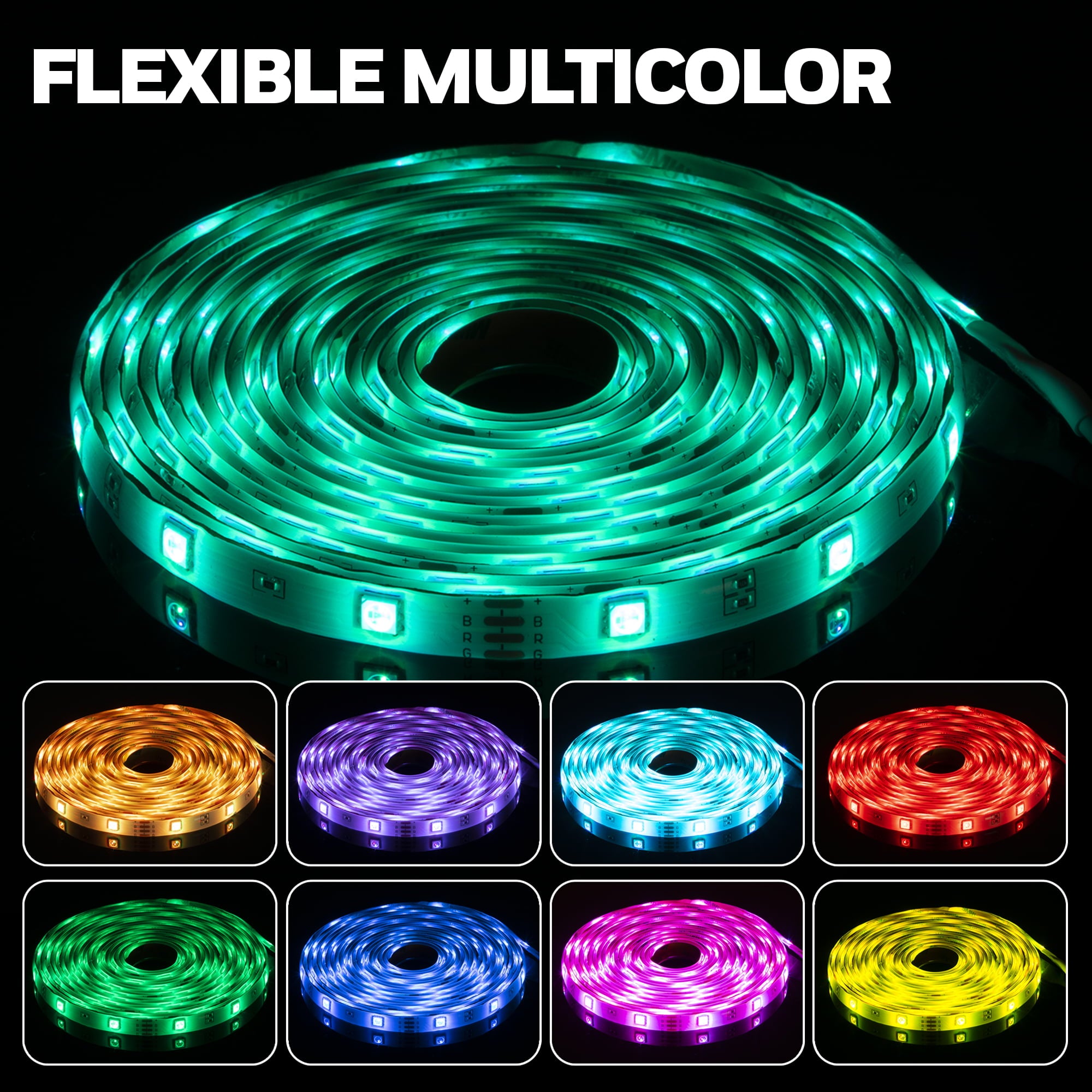 Honeywell Multi Color Sound Reactive RGB LED Strip Light with Remote, Power Adapter, Outdoor/Indoor- 16.4ft/5M