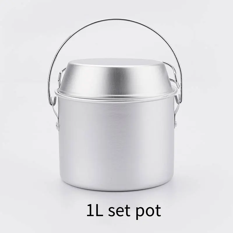 Outdoor Camping Picnic Portable Aluminum Pot Cover Durable Lightweight Folding Camping Pot Set