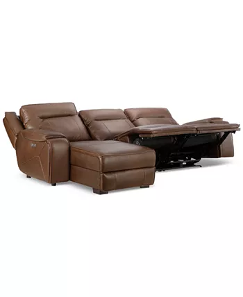 Furniture Hansley 3-Pc Leather Sofa with 2 Power Recliners and Chaise