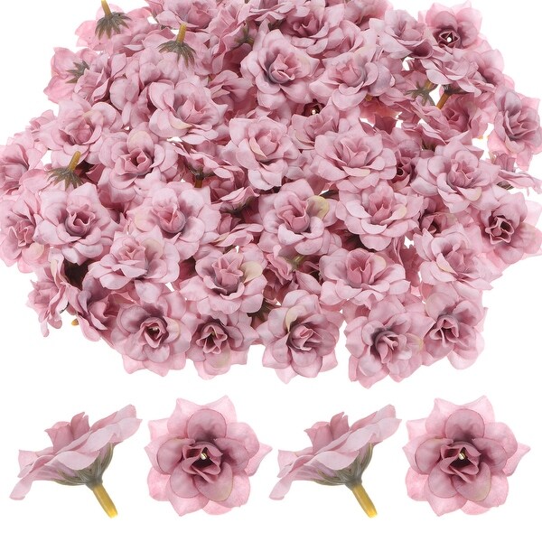 100Pack Artificial Roses Heads，Silk Fake Rose Head for Bouquet