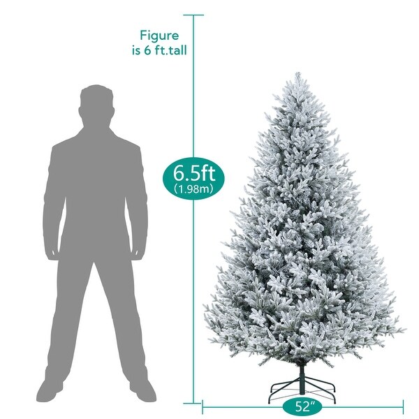 Frosted Fir Snow Flocked Christmas Tree Prelit，Realistic Snowy Frosted Christmas Tree with Lights