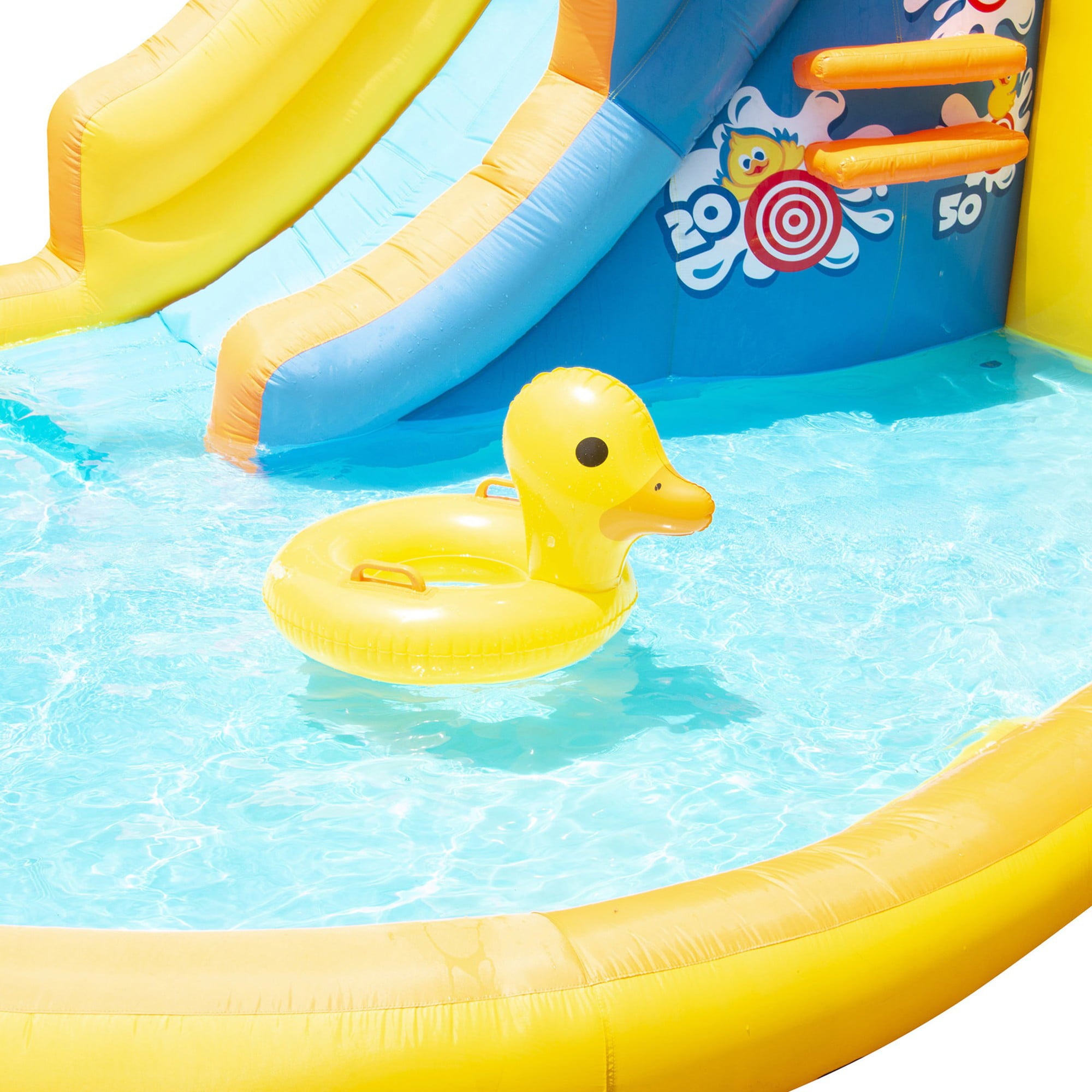 Banzai Inflatable Duck Blast Water Park - Water Blast Cannon & Inflatable Duck Rider