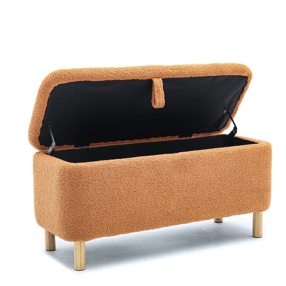 Boucle Upholstered Foot Stool Storage Bench / Entryway Benchs