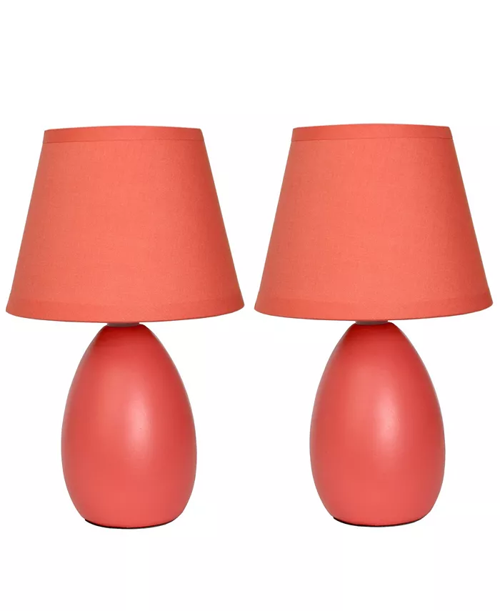 All The Rages Simple Designs Mini Egg Oval Ceramic Table Lamp 2 Pack Set