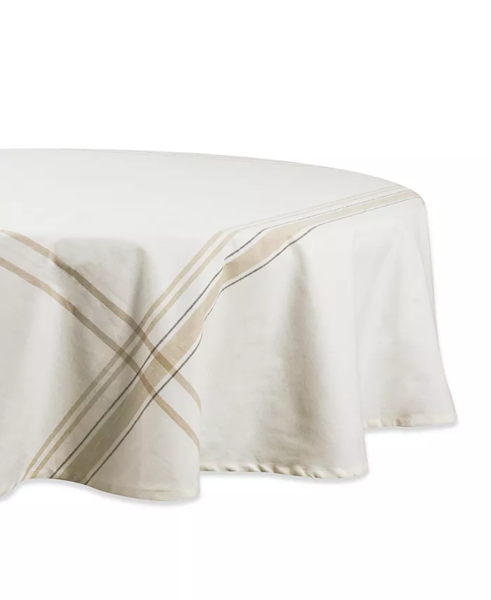 Design Imports Chambray French Stripe Tablecloth 70 Round