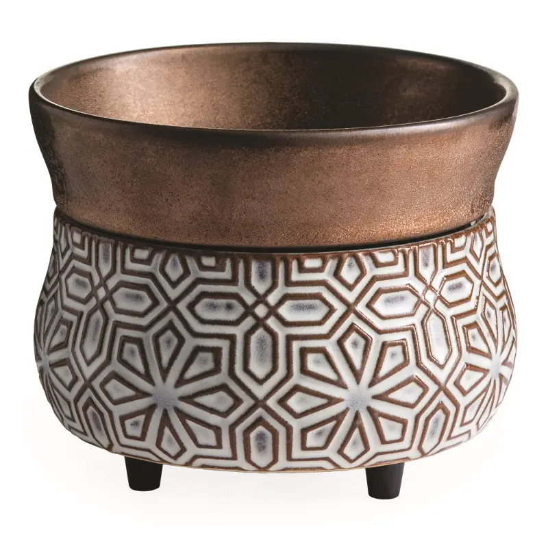 Bronze and White Geometric 2-In-1 Fragrance Warmer