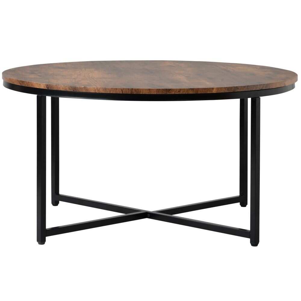 35.4 in. Low Round Wood Coffee Table with Adjustable Leg Pads