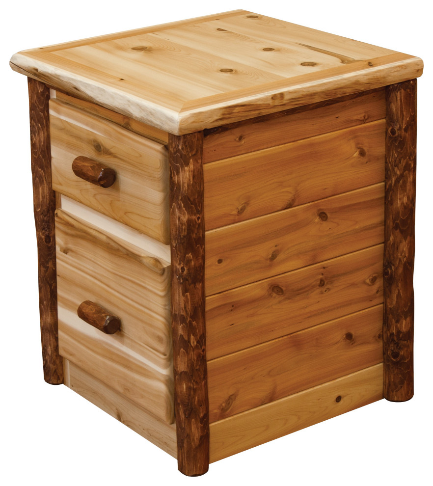 Two Tone White Cedar Log 2 Drawer Nightstand   Rustic   Side Tables And End Tables   by Furniture Barn USA  Houzz