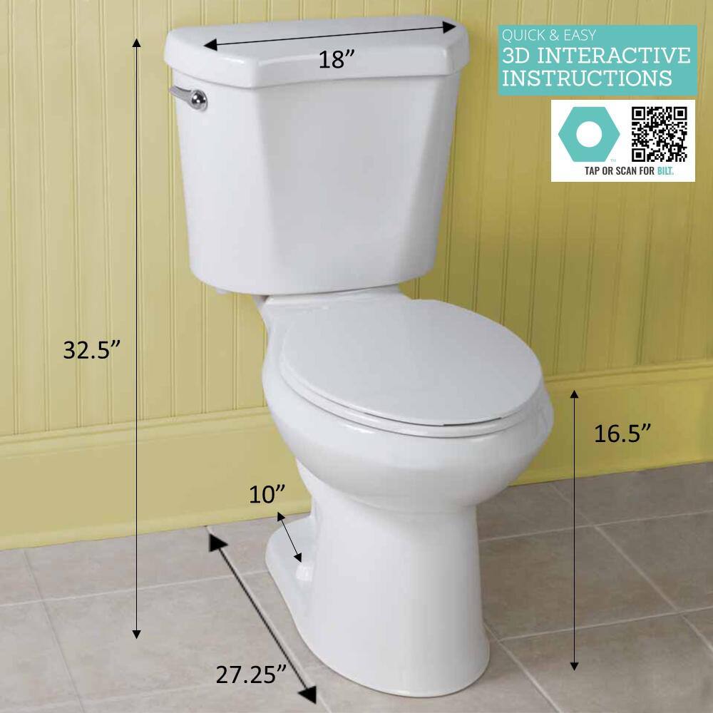 Glacier Bay 10 in. Rough-In 2-piece 1.28 GPF Single Flush Round Front Toilet in White Seat Included N2428R-10