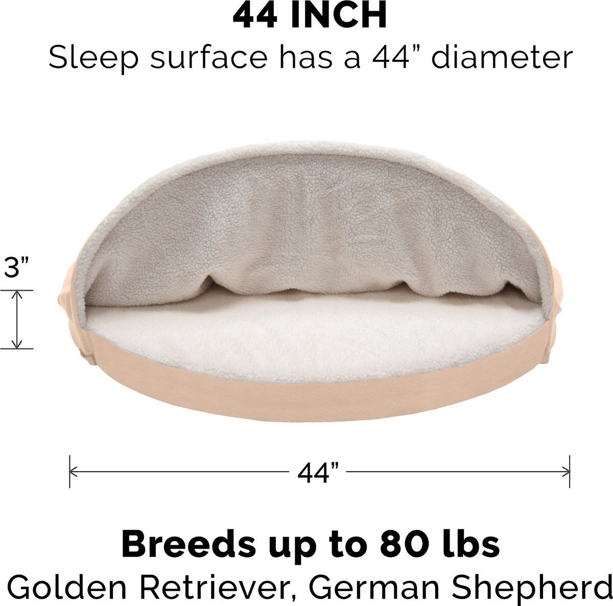 FurHaven Faux Sheepskin Snuggery Gel Top Cat and Dog Bed with Removable Cover