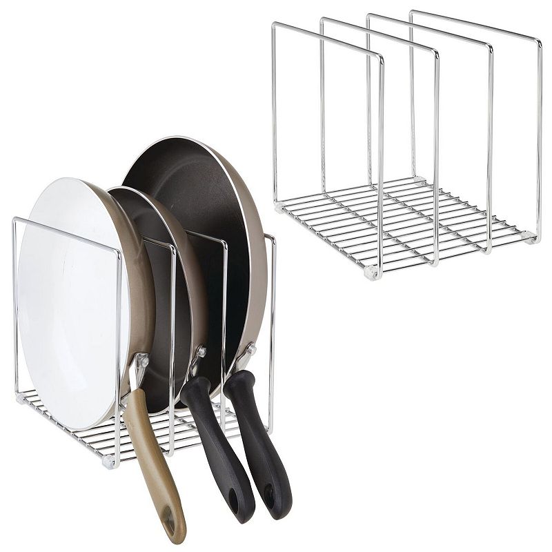 mDesign Steel Storage Tray Organizer Rack for Kitchen Cabinet - 2 Pack