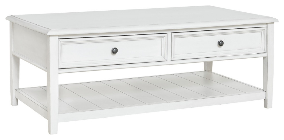 50 quotModern Rectangular Coffee Table With 2 Drawers  Classic White   Transitional   Coffee Tables   by VirVentures  Houzz