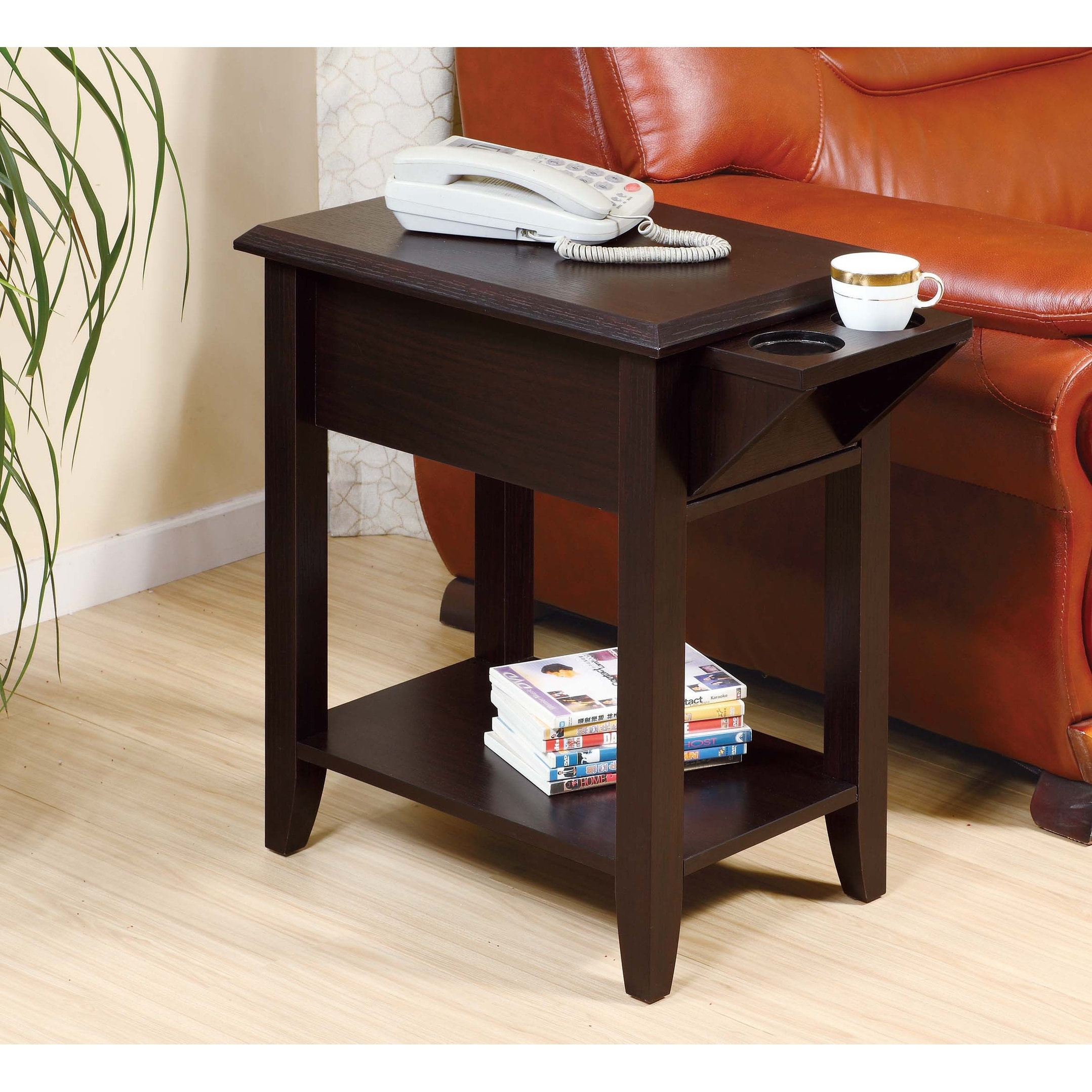 SINTECHNO S-ID16802 Side Table Storage Drawer and Cup Holders