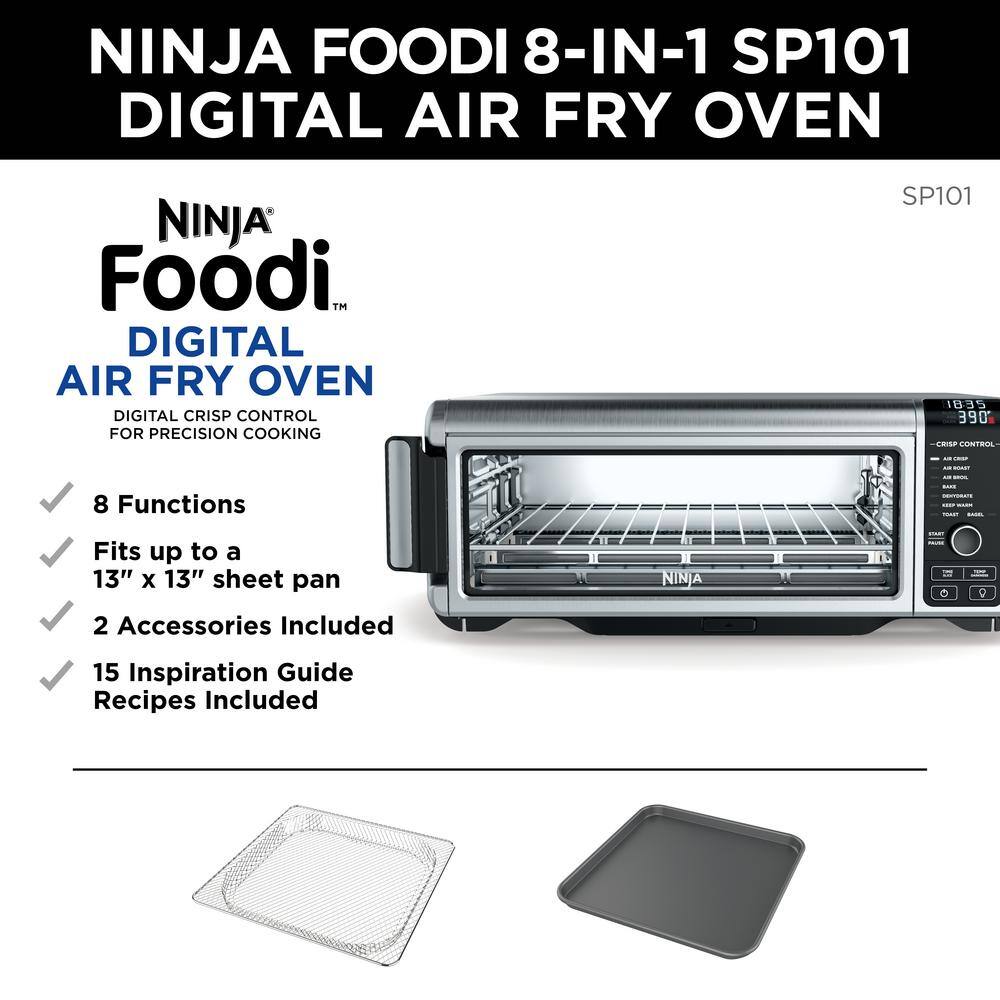 NINJA Stainless Steel Foodi Digital Air Fry Oven Convection Oven Toaster Air Fryer Flip-Away for Storage (SP101) SP101