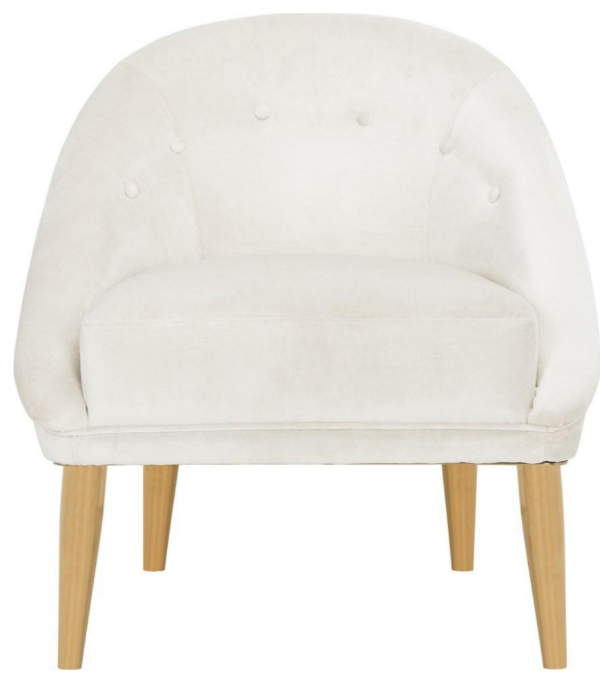 Felicia Velvet Club Chair With Gold Legs Bella White   Midcentury   Armchairs And Accent Chairs   by V.S.D Furniture  Houzz