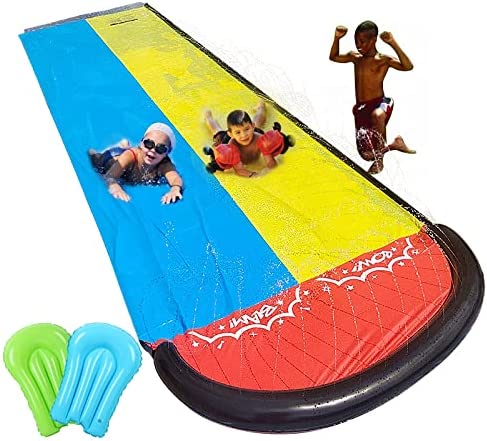 Terra Slip and Slide 16FT Inflatable Backyard Water Slide With Big Racing Lane Lawn Waterslide For Adults and Kids Pool Water Slides with Crash pad, Splash Sprinkler with 2 Slide Boogies For sunny Day