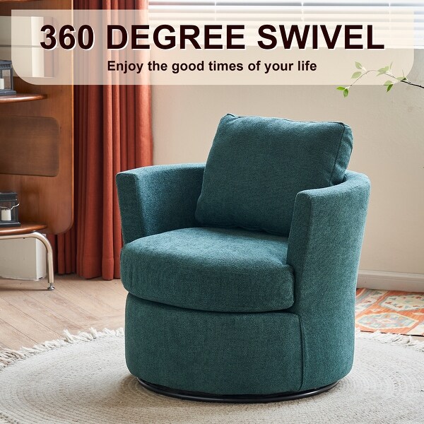 Swivel Barrel Chair，Comfy Round Accent Sofa Chair for Living Room，360 Degree Swivel Barrel Club Chair