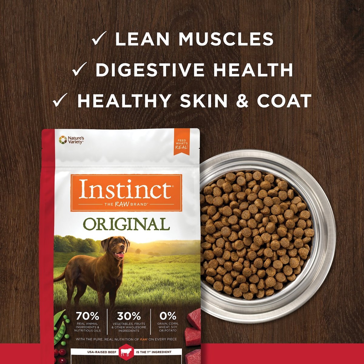 Instinct Original Grain-Free Recipe with Real Beef Freeze-Dried Raw Coated Dry Dog Food