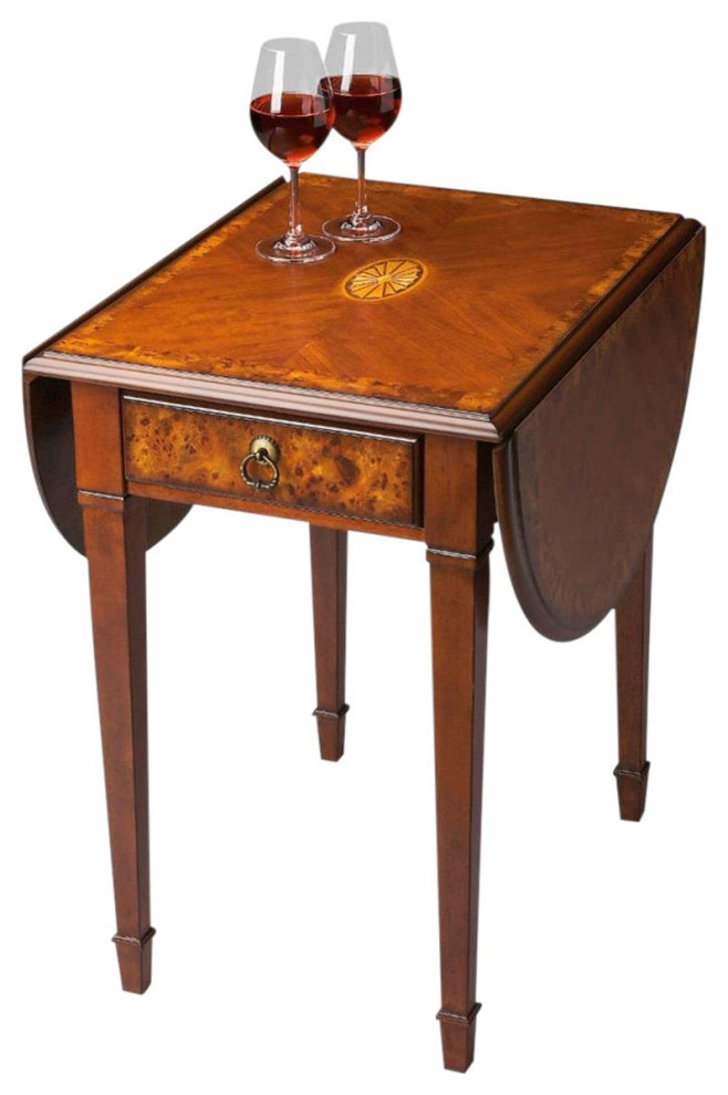 Drop Leaf Table End Side Traditional Olive Ash Burl Distressed   Traditional   Side Tables And End Tables   by HedgeApple  Houzz