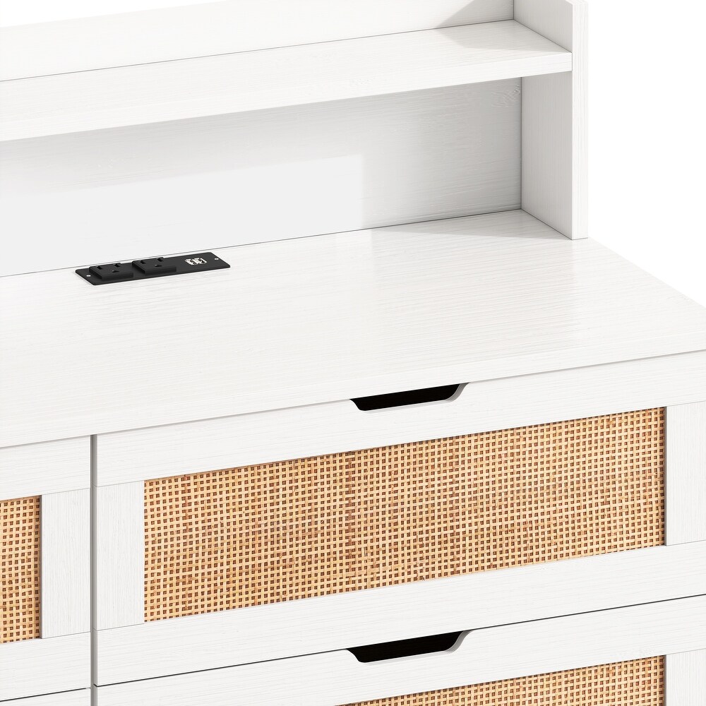 6 Drawers Rattan Storage Cabinet