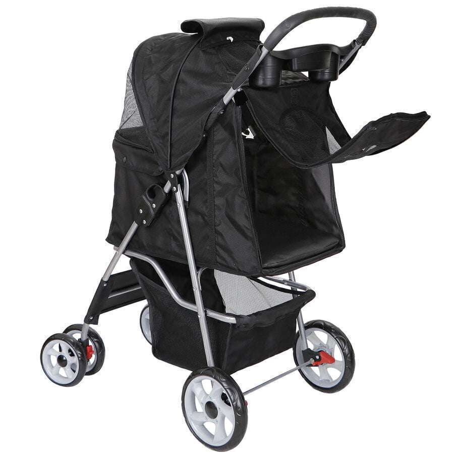 Folding Dog/Cat Stroller with Cup Holder for Small/Medium Pets