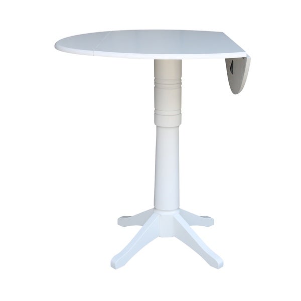 42 in Round Top Dual Drop Leaf Pedestal Table - White