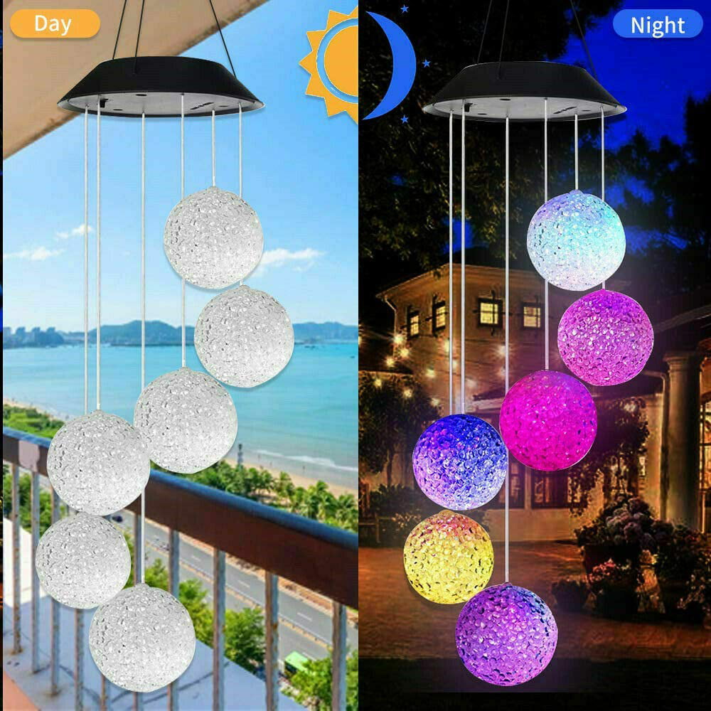 EpicGadget Crystal Ball Solar Light， Solar Ball Wind Chime Color Changing Outdoor Solar Garden Decorative Lights for Walkway Pathway Backyard Christmas Decoration Parties (Crystal Ball)