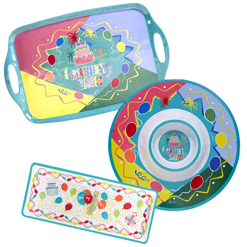 Certified International Lolita Birthday Bash 3-pc. Melamine Serving Set