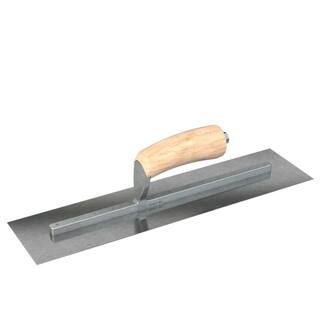 Bon Tool 16 in. x 4 in. Carbon Steel Square End Finishing Trowel with Wood Handle 66-235