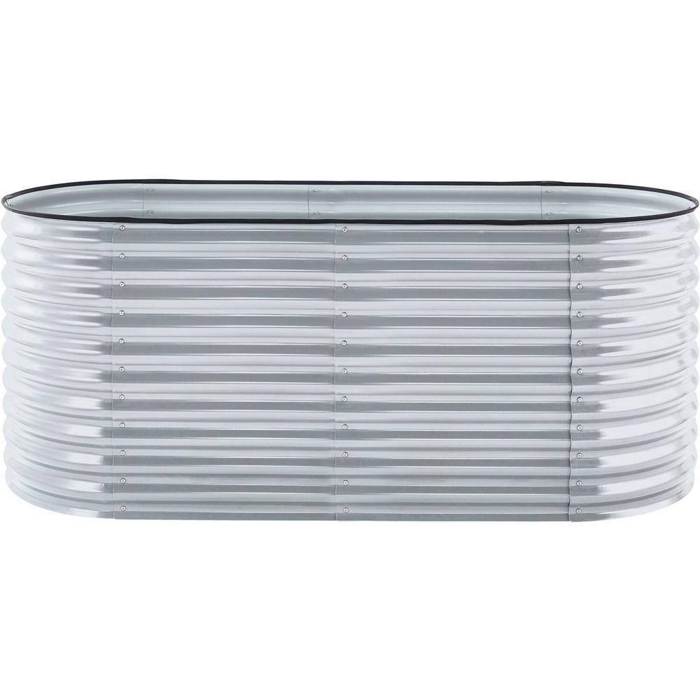 Hanover 94 in. Galvanized Steel Open-Base Raised Garden Bed for Flowers Herbs and Vegetables HANOVGB-2SLV