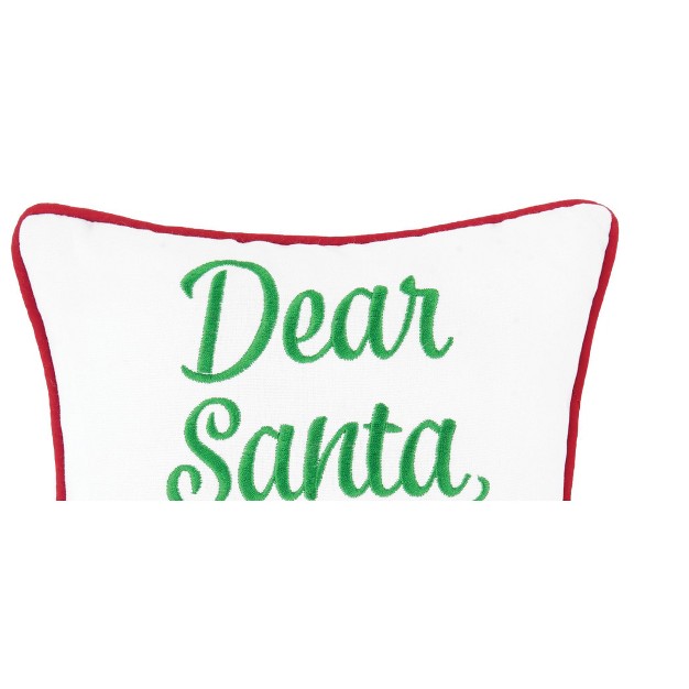 Dear Santa Can We Negotiate quot Christmas Sentiment Embroidered White With Red Trim Petite Accent Throw Pillow