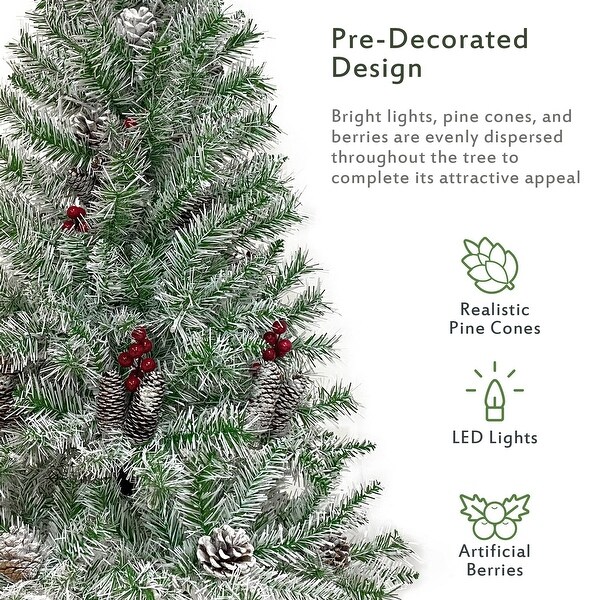 Prelit Xmas Tree Artificial Christmas 4Piece Set，Garland，Wreath and Set of 2 Entrance Trees Xmas with LED Lights