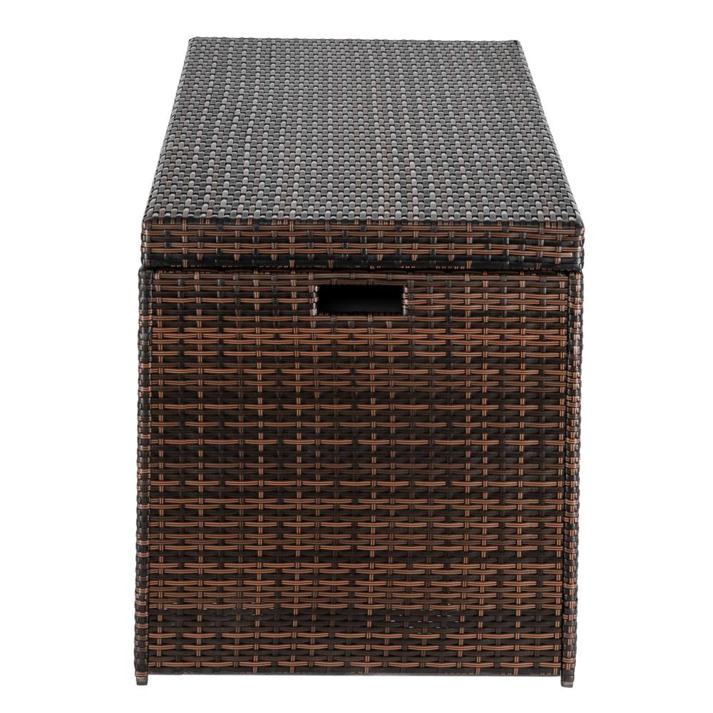 Ktaxon Outdoor Deck Storage Box 132 Gallon Resin Wicker Brown Gradient