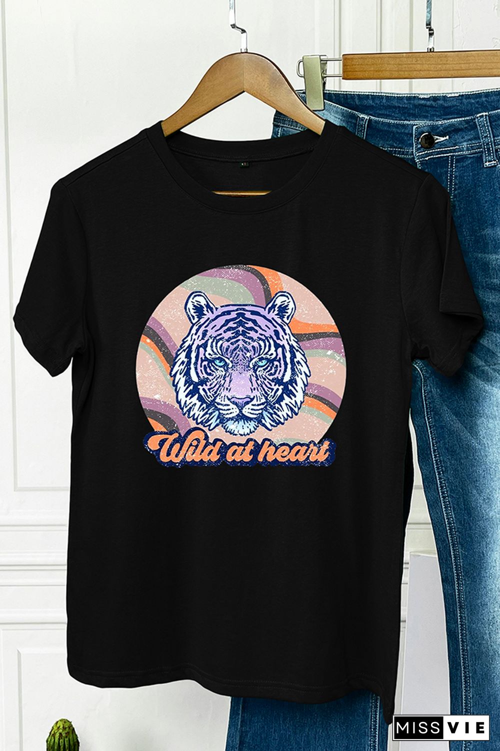 Retro Tiger Sublimation Graphic Tee Wholesale