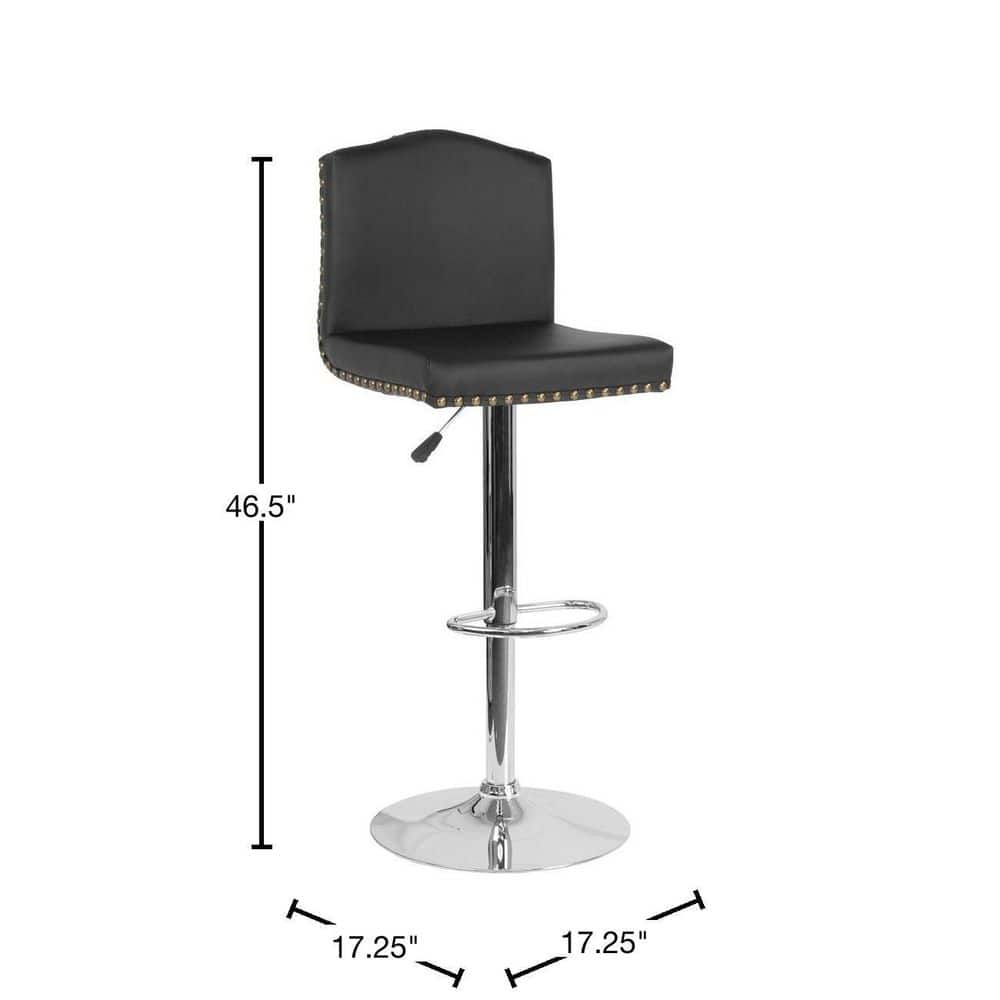 Carnegy Avenue 32.5 in. Adjustable Height Black Leather Bar Stool CGA-DS-231710-BL-HD