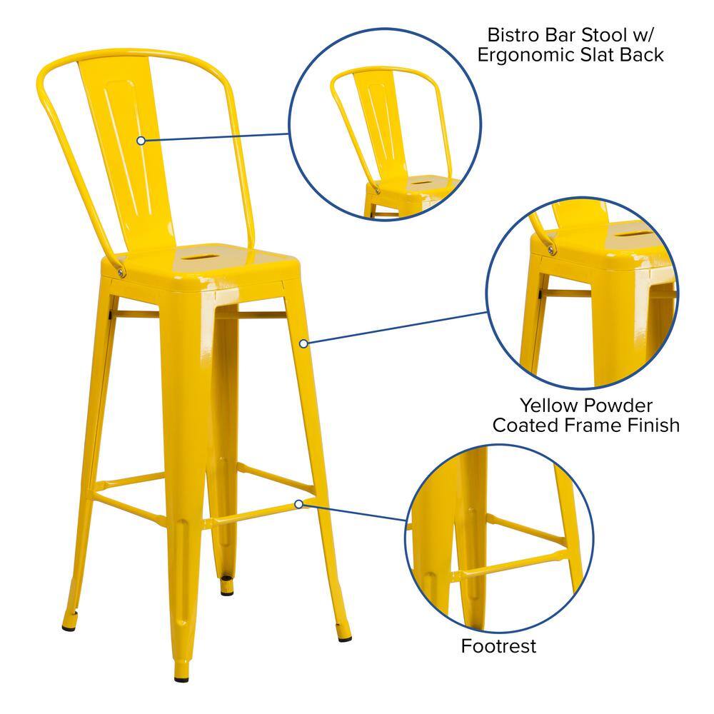 Flash Furniture 30.25 in. Yellow Metal Bar Stool CH3132030GBYL