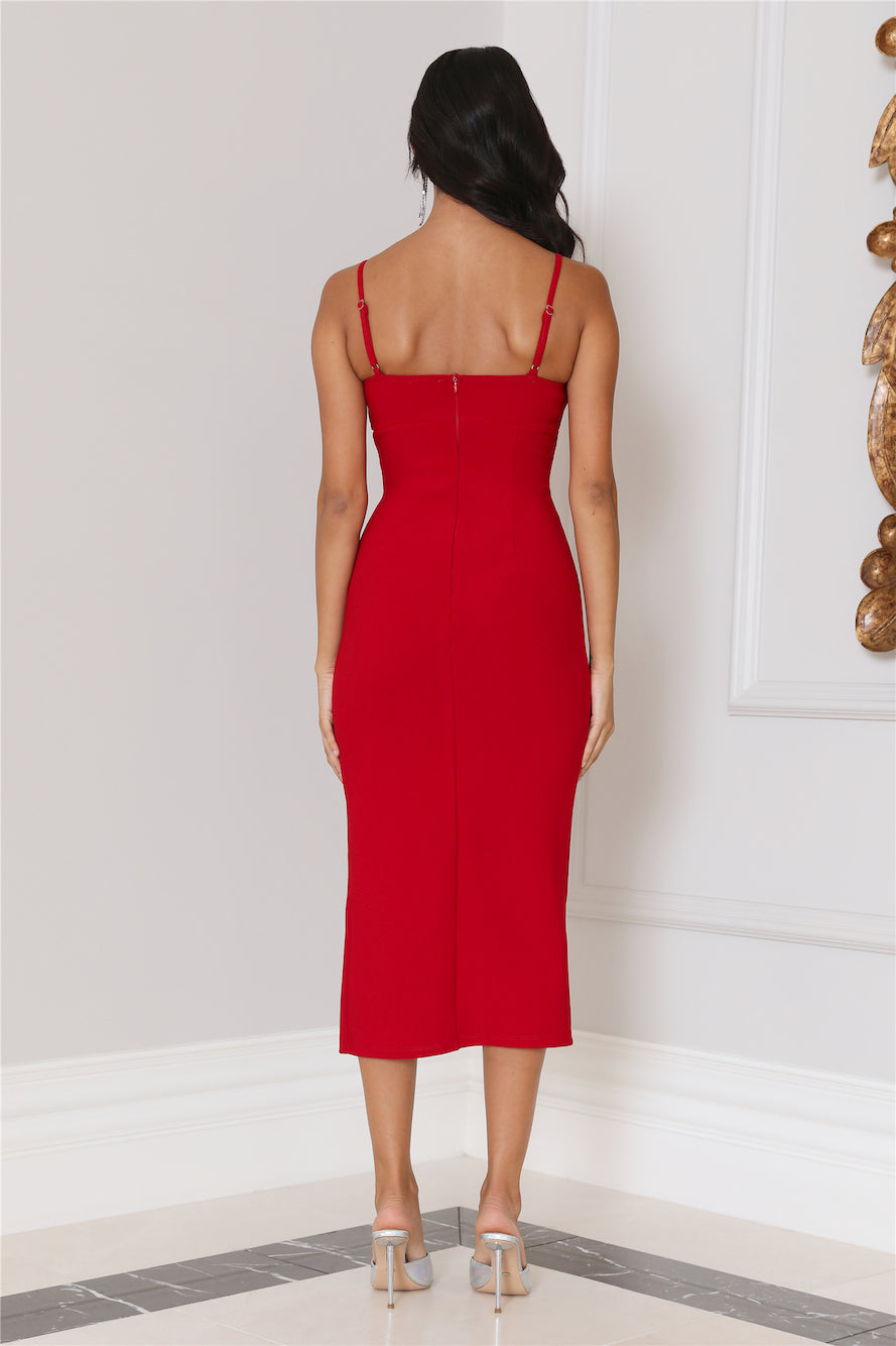 Szn To Party Midi Dress Red