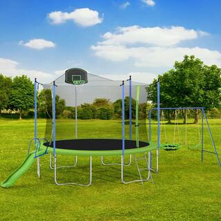 12 ft. TRAMPOLINE WITH SWING AND SLIDE HP-12-G