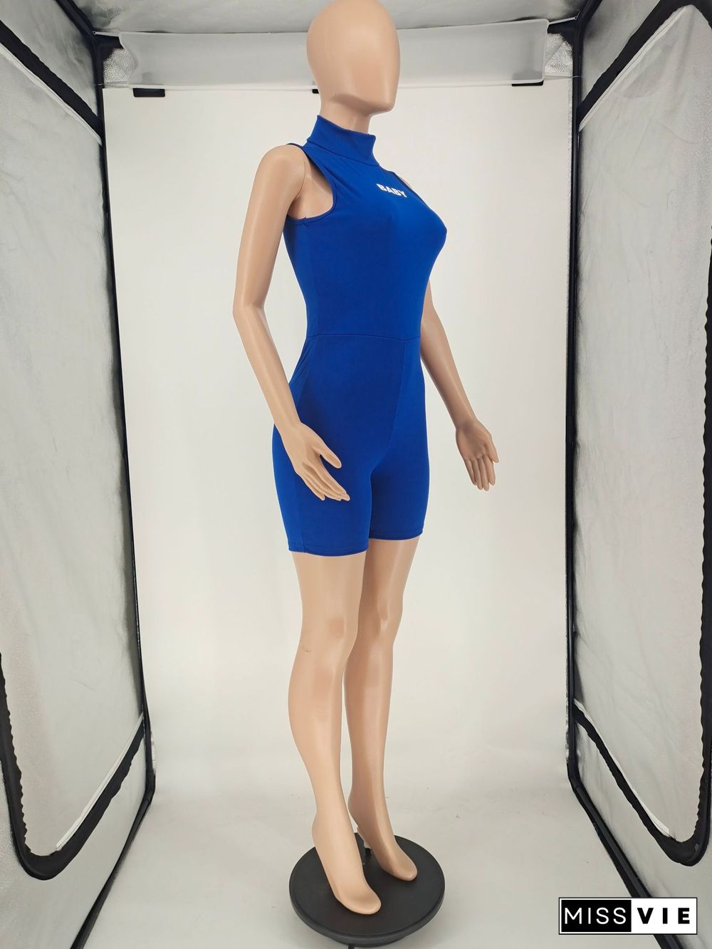 Turtleneck Sleeveless Bodycon Fitness Rompers