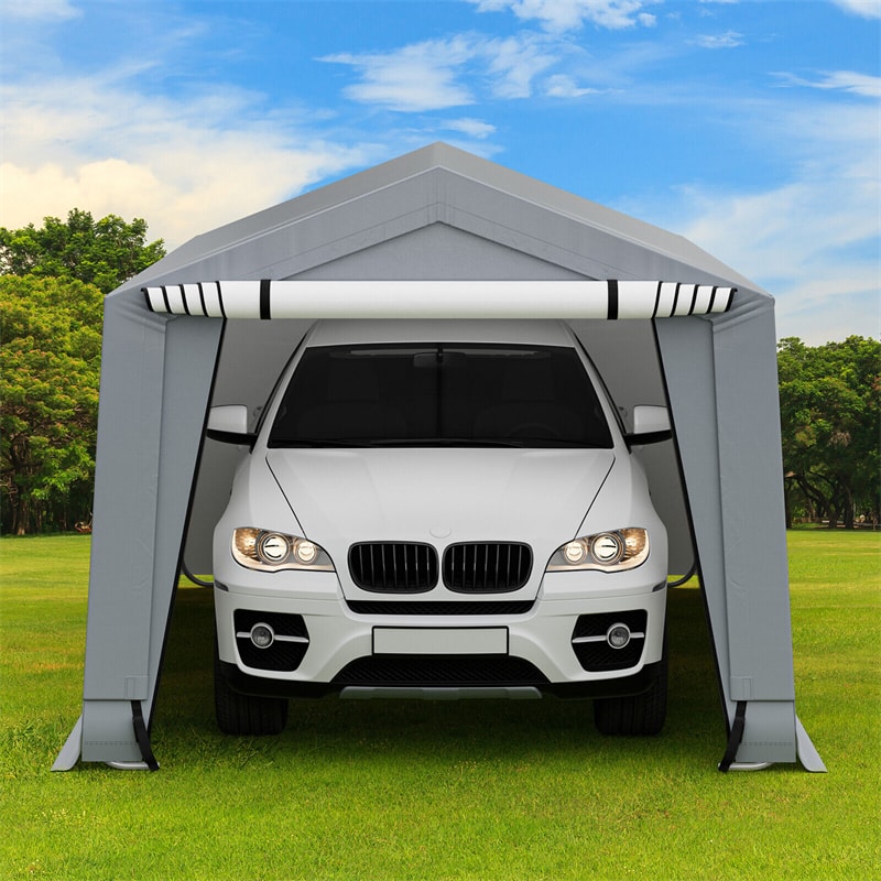 10' x 16' Heavy-Duty Outdoor Carport Car Canopy Shelter Portable Metal Garage with 2 Removable Doors