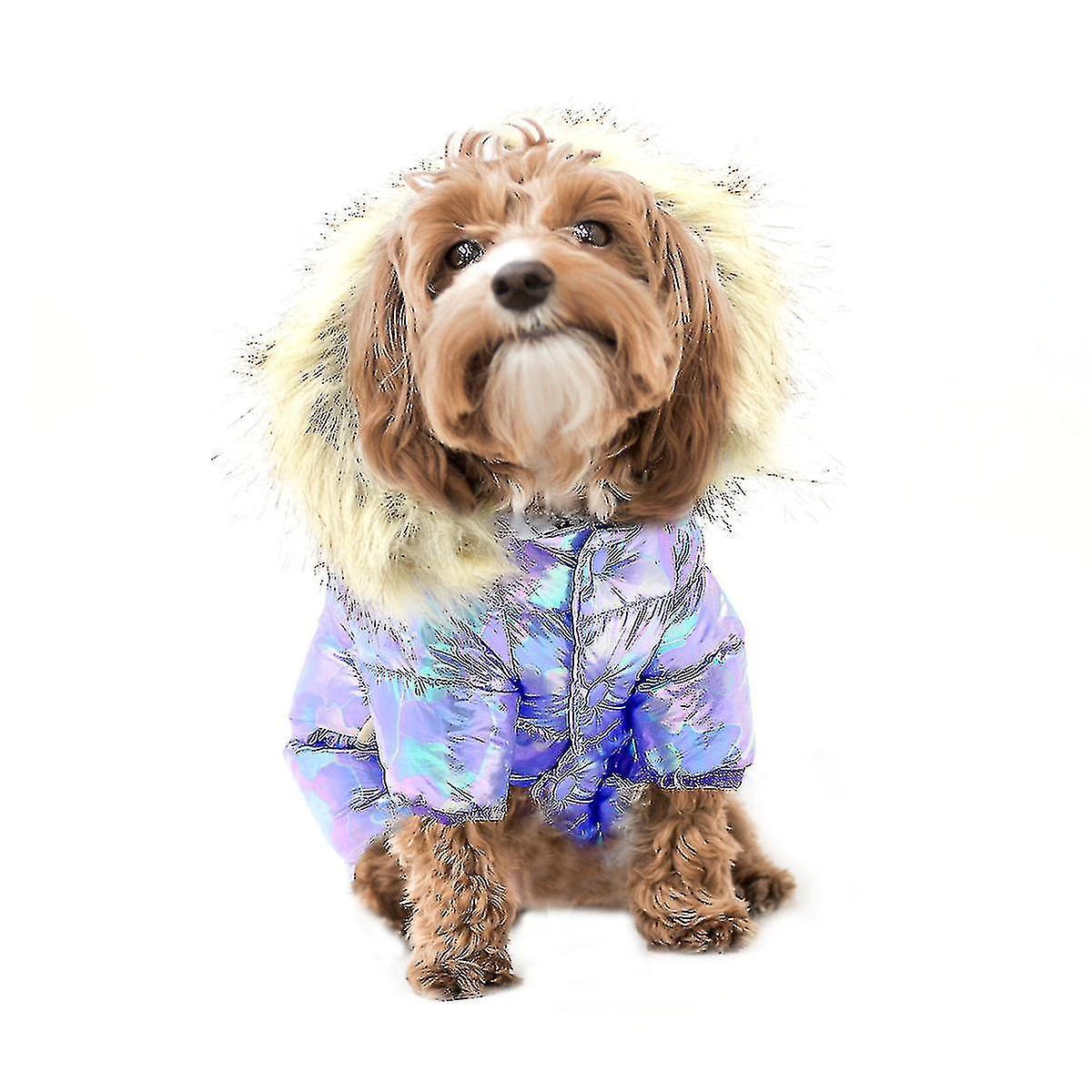 Tg-cl061 Pet Dog Colorful Laser Hoodie Coat Waterproof Winter Puppy Outwear Costumes - Purple/size 1