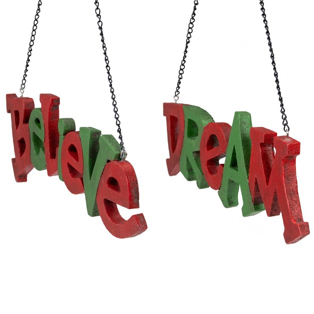 Red And Green Hanging quot believe x27 And quot dream quot Christmas Wall Decoration 9 5 quot