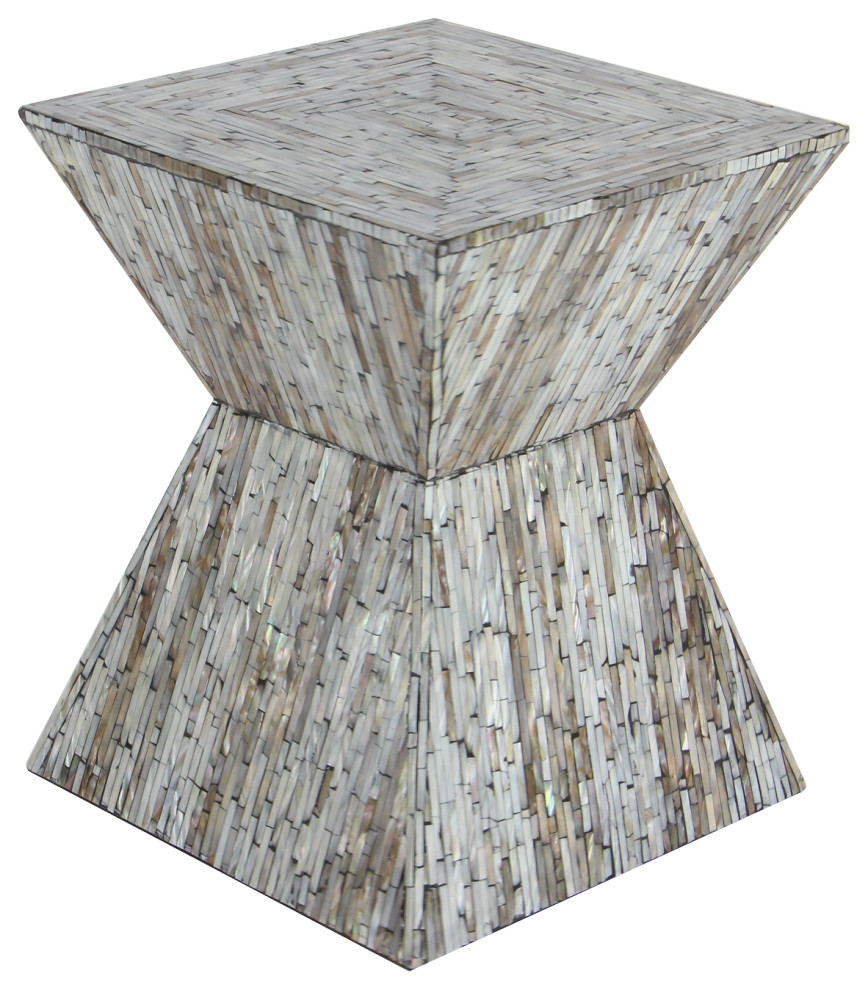 Gray Mother of Pearl Handmade Hourglass Shaped Accent Table 16 quotx 16 quotx 19 quot  Beach Style   Side Tables And End Tables   by pruneDanish  Houzz